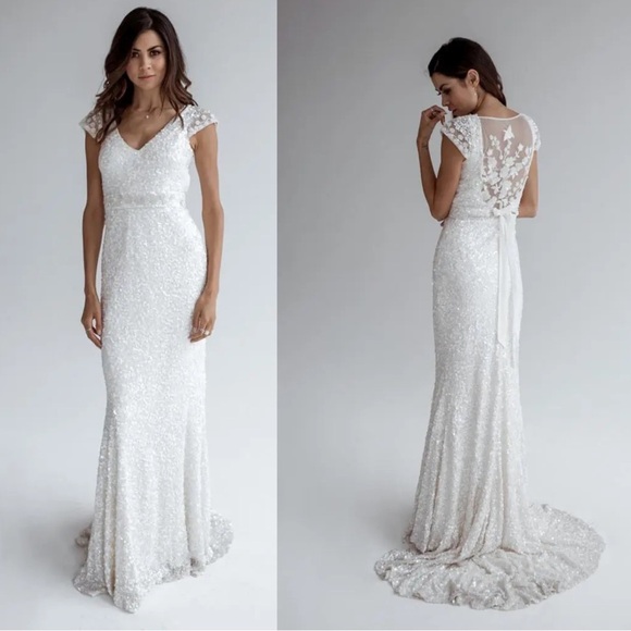 KAREN WILLIS HOLMES Retired Sequin Caitlyn Gown 8 - Picture 1 of 2